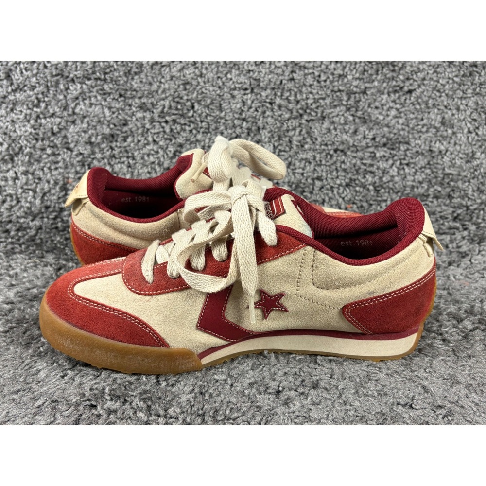 Converse Re-Issue 2003 Vintage Suede Sneakers Burgundy Cream Mens 8 Womens 10 - Picture 2 of 10